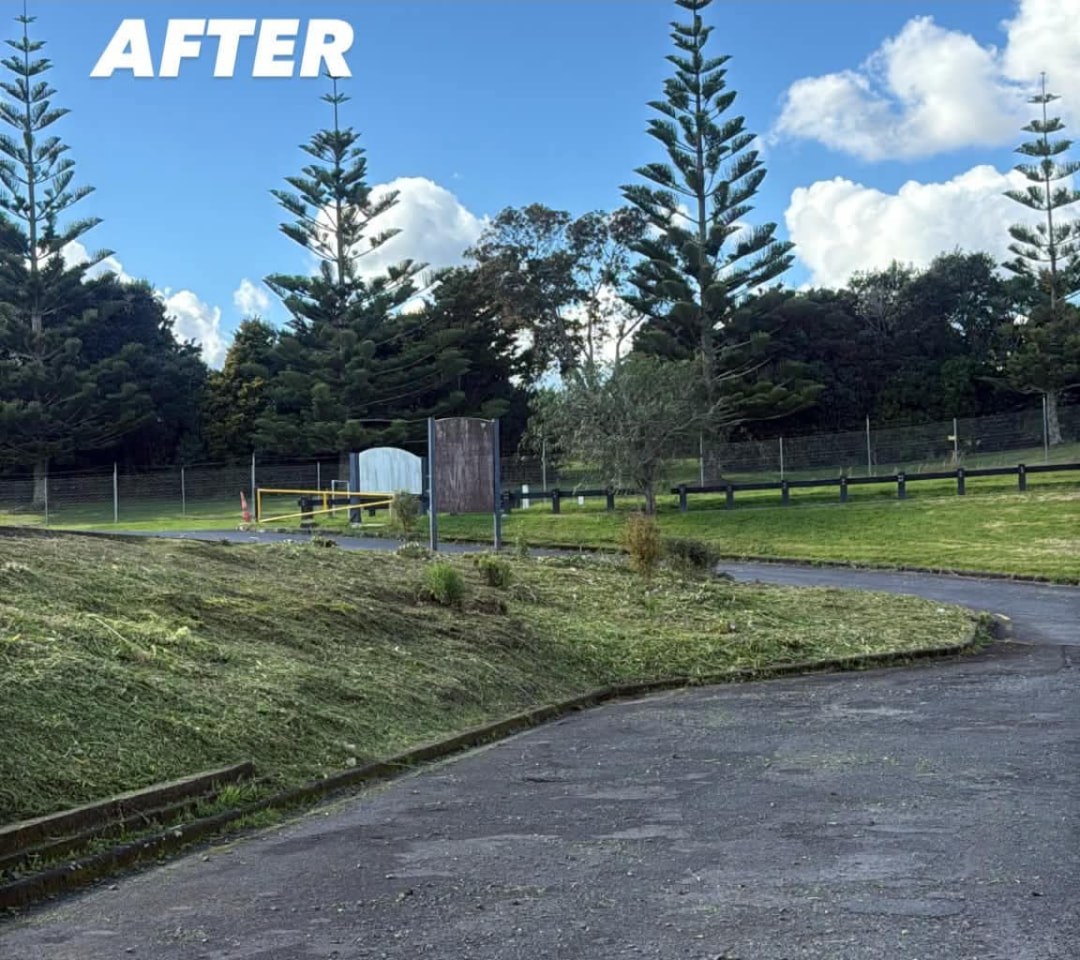 Park Entrance Clearance — after professional lawn care by Tauwhare Lawn Care Services
