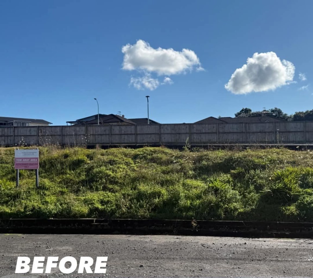 Reserve Bank Verge Mow — before lawn care work