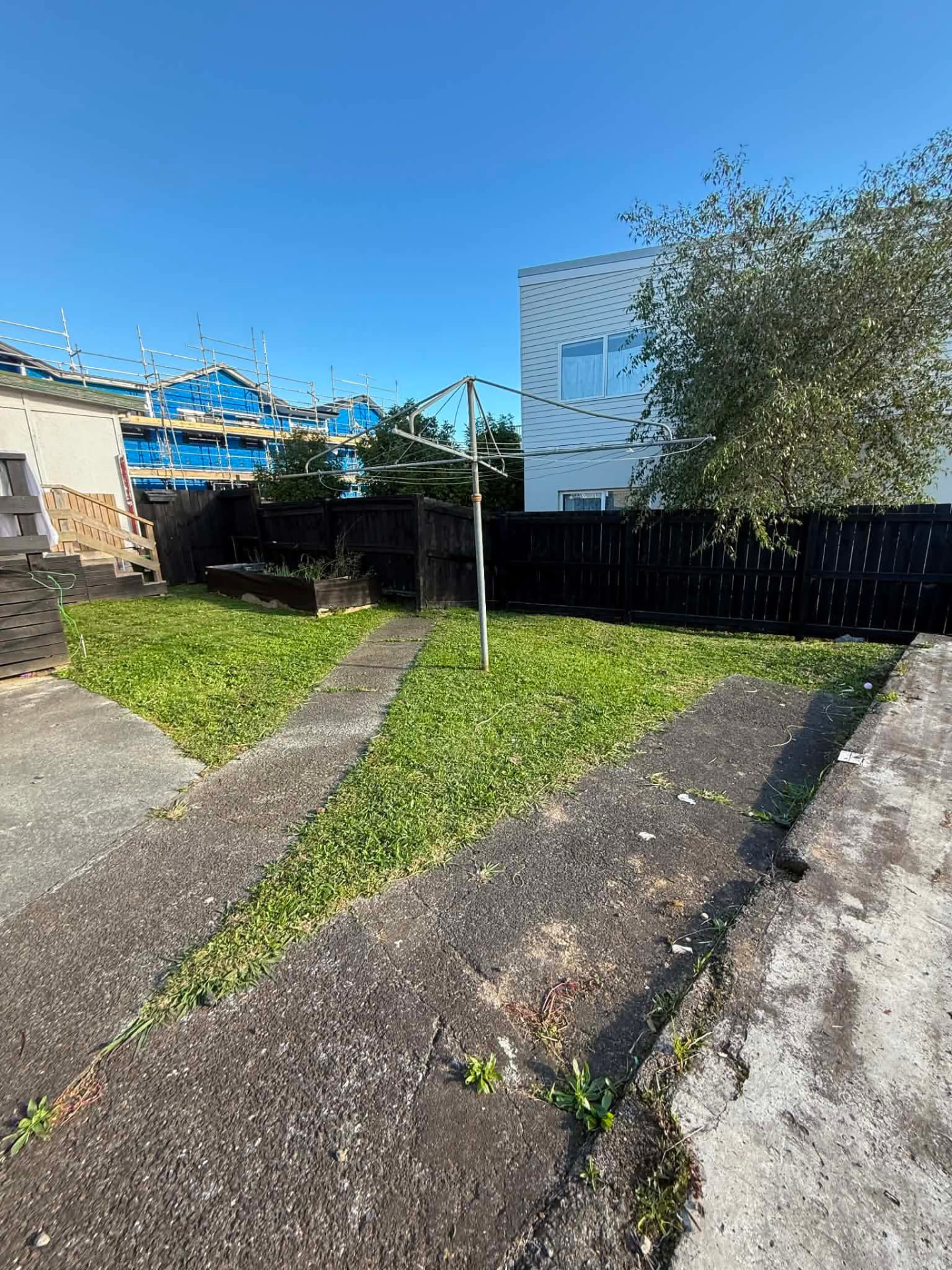 Clothesline backyard mowed and tidied by Tauwhare Lawn Care Services