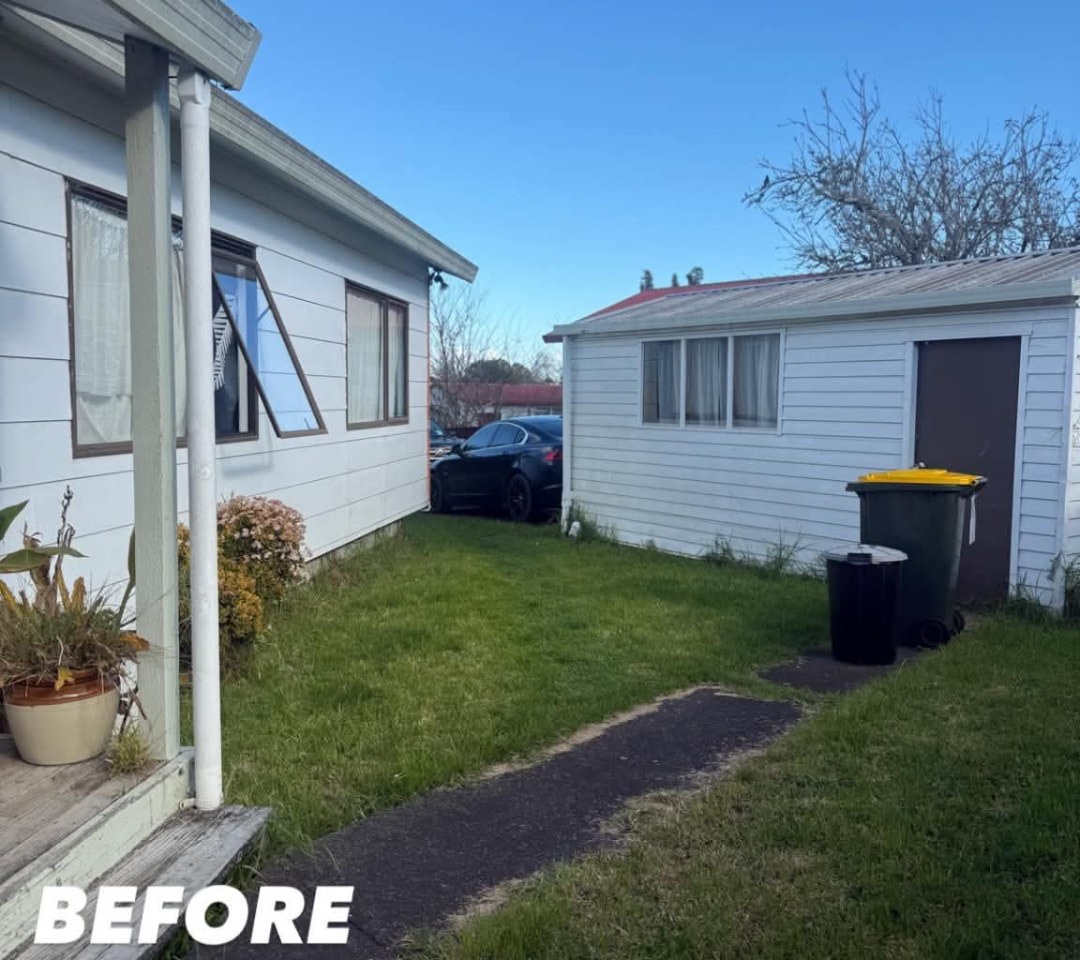Side Path Lawn Tidy — before lawn care work