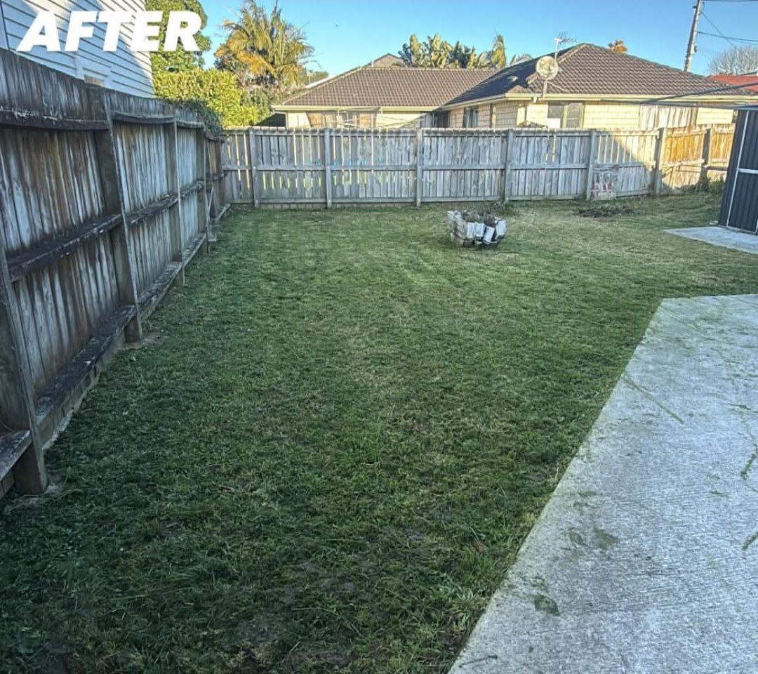Driveway & Backyard Mow — after professional lawn care by Tauwhare Lawn Care Services